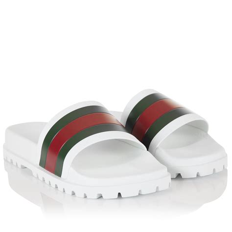 white gucci loafer slides|Gucci slides web.